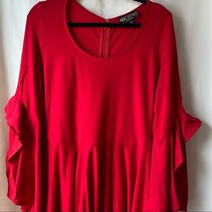Womens Marc Bouwer cherry red ruffle‎ dress size medium MD